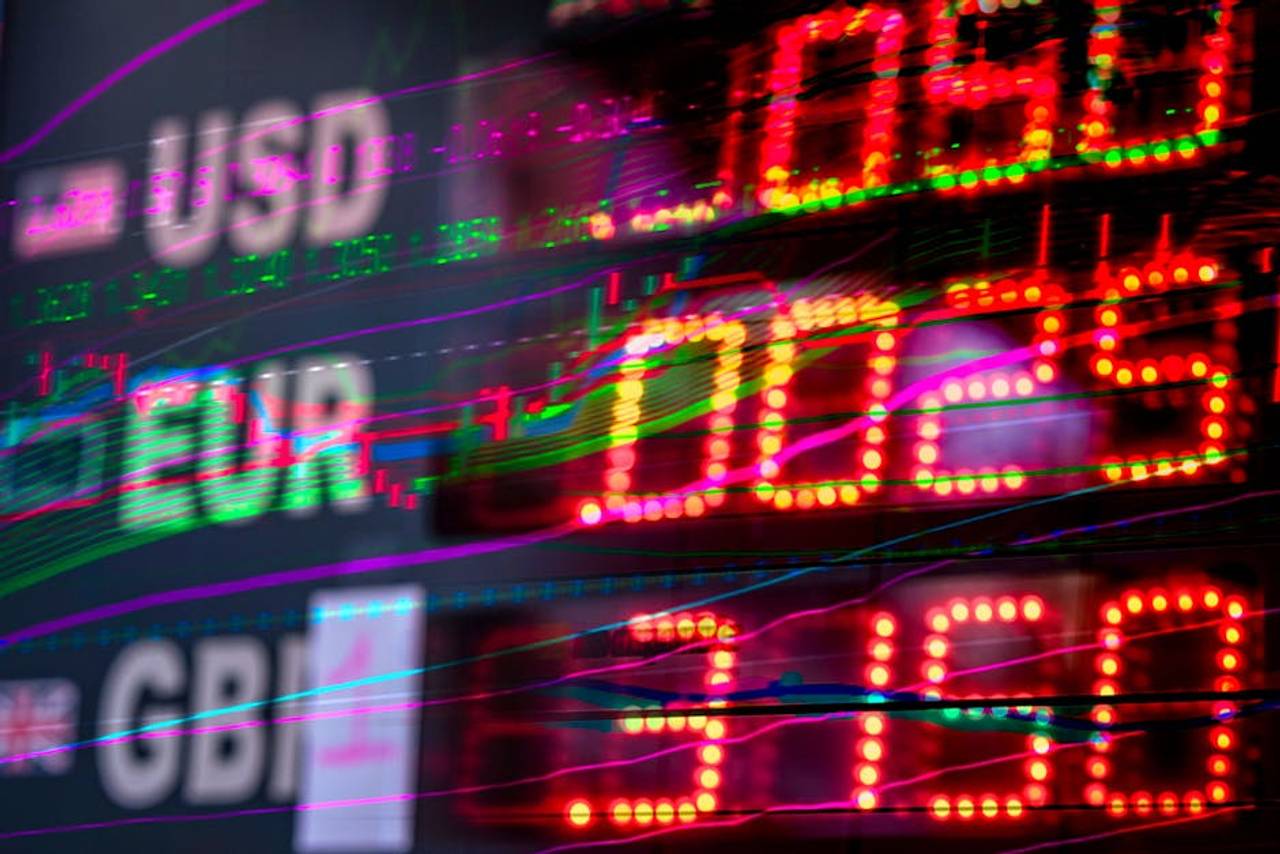 En graf som viser valutakurser mellom euro og norske kroner